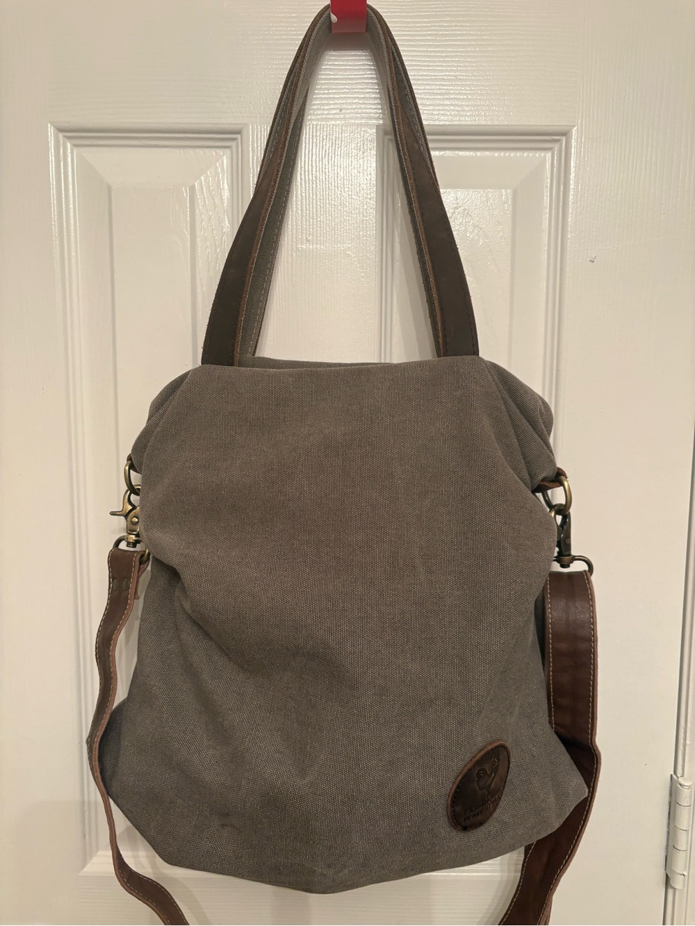 Canvas Crossbody Tote Bag in Taupe Gray - Farmhouse is my style